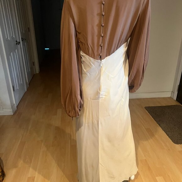 1960'S VINTAGE NEIMAN MARCUS SILK TWO TONE GOWN SIZE 14 - Picture 8 of 12